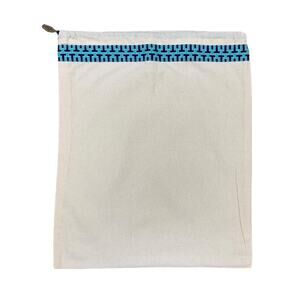 Tory Burch Dust Bag 14.5 in x 12 in Canvas Drawstring Blue Geometric Trim Charm